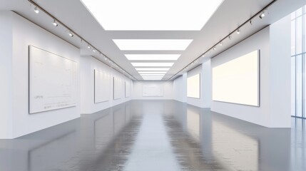 Contemporary Art Gallery Minimalist Space with Business Cards White Walls and Soft Lighting