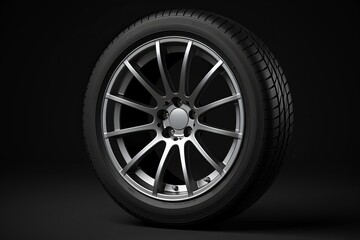 Obraz premium Brand new car tire on clean and crisp white background for sale at affordable price