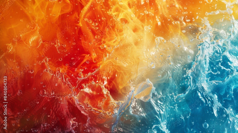 Poster abstract background with a mixture of fire and water