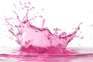 Dramatic Pink Water Splash in Mid Air on White Background