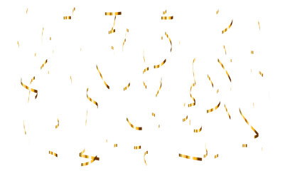 Golden glitter confetti falling down on transparent background. Vector illustration.