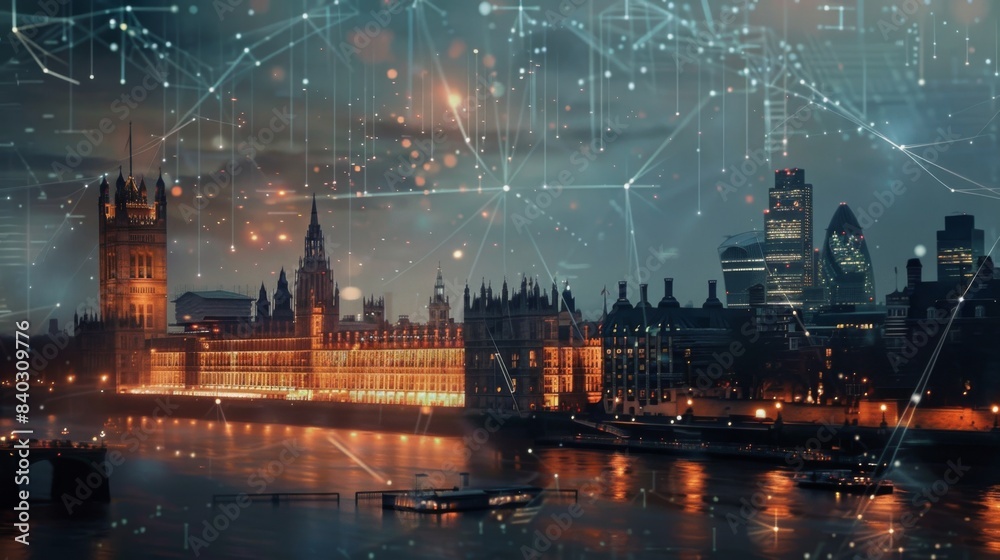 Poster abstract technology background in london for global business concept