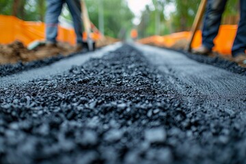 Naklejka premium Construction or repair of an asphalt road
