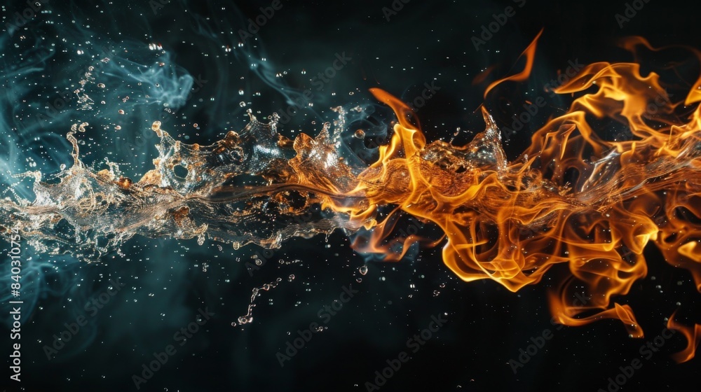 Aufkleber an abstract shape combining flame and water