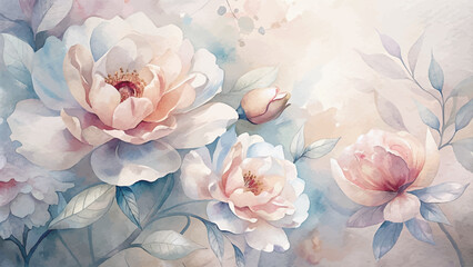 Flower watercolor background of soft shades