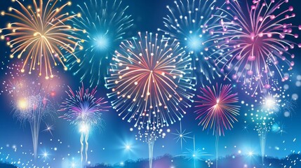 Beautiful fireworks at summer night in japan