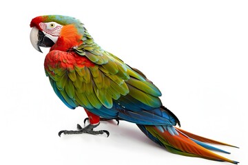 Fototapeta premium Vibrant Parrot Perched on a Plush or Model on White Background