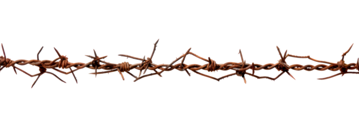 PNG Rusty barbed wire white background forbidden branch.