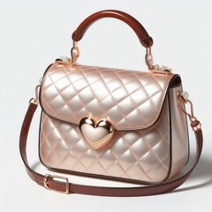 Simple luxury elegant ladies leather hand bag isolated on a white background