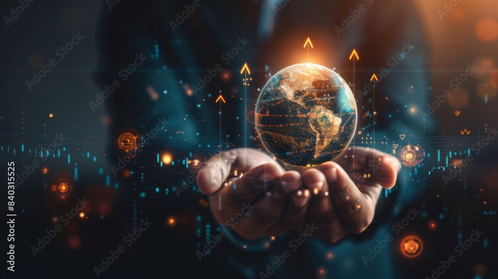 Poster business development to success and growth of banking and financial on global network. businessman h