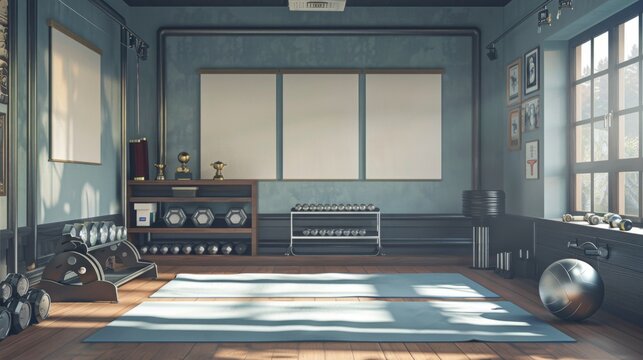 Elite Athlete's Personal Sanctuary Home Gym with HighEnd Equipment Trophies and Motivational Posters for Peak Performance and Success