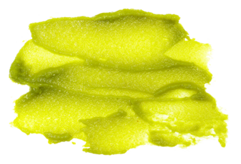 Wasabi paste spread isolated on white, top view, clipping