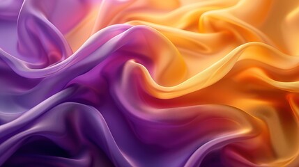 Obraz premium Abstract Background with 3D Wave Bright Gold and Purple Gradient Silk Fabric