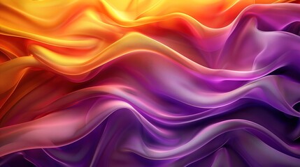 Obraz premium Abstract Background with 3D Wave Bright Gold and Purple Gradient Silk Fabric