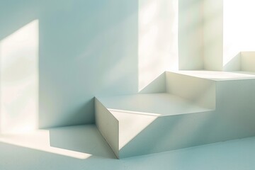 Minimalist White Architectural Structure with Geometric Shadows