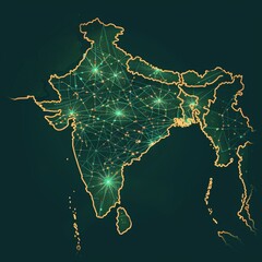 India Network Map Digital Connections and Technology