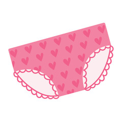 Основные RGBCartoon pink panties with hearts and ruffles. Women's underwear vector illustration, icon, eps 10