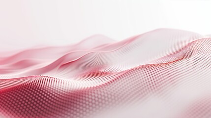 Abstract digital wave background with dots and lines in red colors.
