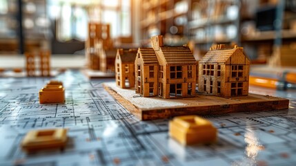 engineer or architect meeting for project with partner and engineering tools on model building and blueprints on the working site contract between companies.illustration