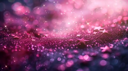 Pink background with stars and sparkles, glittering and glowing.
