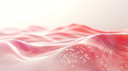 Abstract digital wave background with dots and lines in red colors.