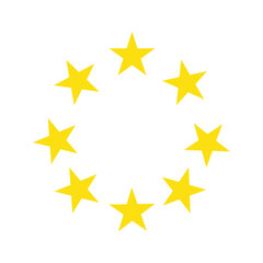Obraz premium Golden star vector icons. Yellow stars in the form of a circle with white background