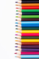 Colored pencils for school, background with colorful pencils, colorful pencils isolated on white background,color pencils with different color,colorful crayons background