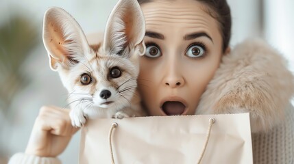 Image description: A young woman with her pet fox.
