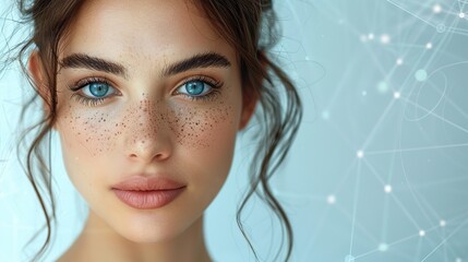 this is a golden ratio portrait of a female face the concept of personalized skincare the symmetry of the face.illustration