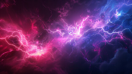 Obraz premium Vivid display of pink and blue lightning, ideal for dramatic backdrops