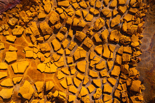 Cracked earth textures at Riotinto mining site