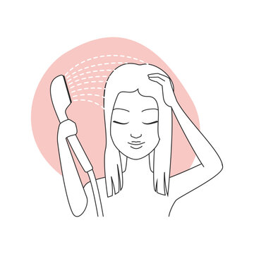 woman showering, pink background, line art clip art preview
