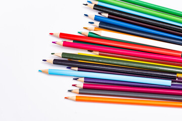 Fototapeta premium Color pencils for school, background with colorful pencils, colorful pencils isolated on white background,color pencils with different color,colorful crayons background