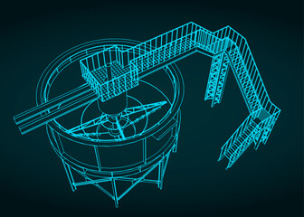 Mining Thickener Tank Isometric Blueprint