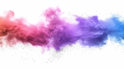 Obraz premium Colorful powder explosion on white background. Abstract pastel color dust particles splash.