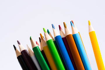 Fototapeta premium Color pencils for school, background with colorful pencils, colorful pencils isolated on white background