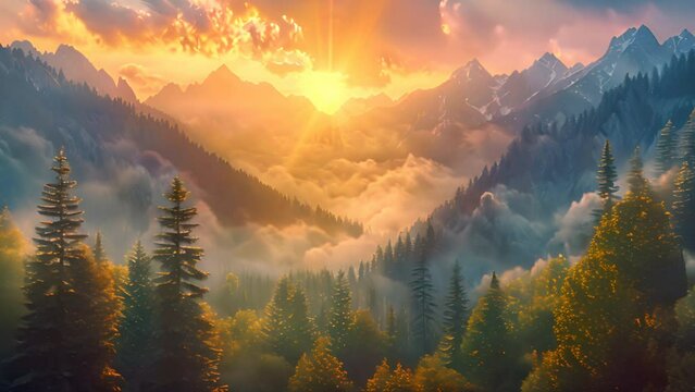 Mountain Sunrise and Sunset Scenery