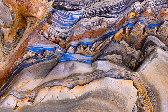 Layers of colored rocks in natural abstract formations