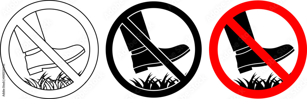 Wall mural do not step on grass sign set