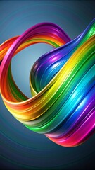 Naklejka premium modern graphic design. A vibrant, wavy ribbon flows across the image, transitioning smoothly through the colors of the rainbow, from purple and blue to green, yellow, and orange.
