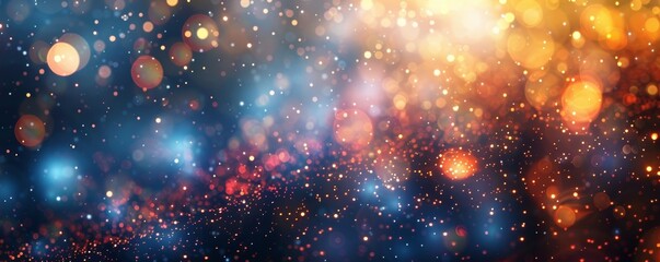 Fototapeta premium Abstract Light Particles close up, focus on, copy space Sparkling trails, dynamic motion, vibrant glow, Double exposure silhouette with particles and trails