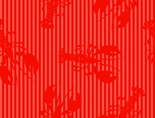 Trendy hand drawn lobster stripe seamless pattern vector in summer vibes,Design for fashion , fabric, textile, wallpaper, cover, web , wrapping and all prints
