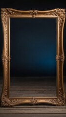 An empty picture frame hangs on the wall. Mock up.