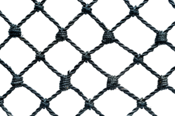 Close-up image of a black net with interwoven threads forming a grid pattern, perfect for design or background purposes.