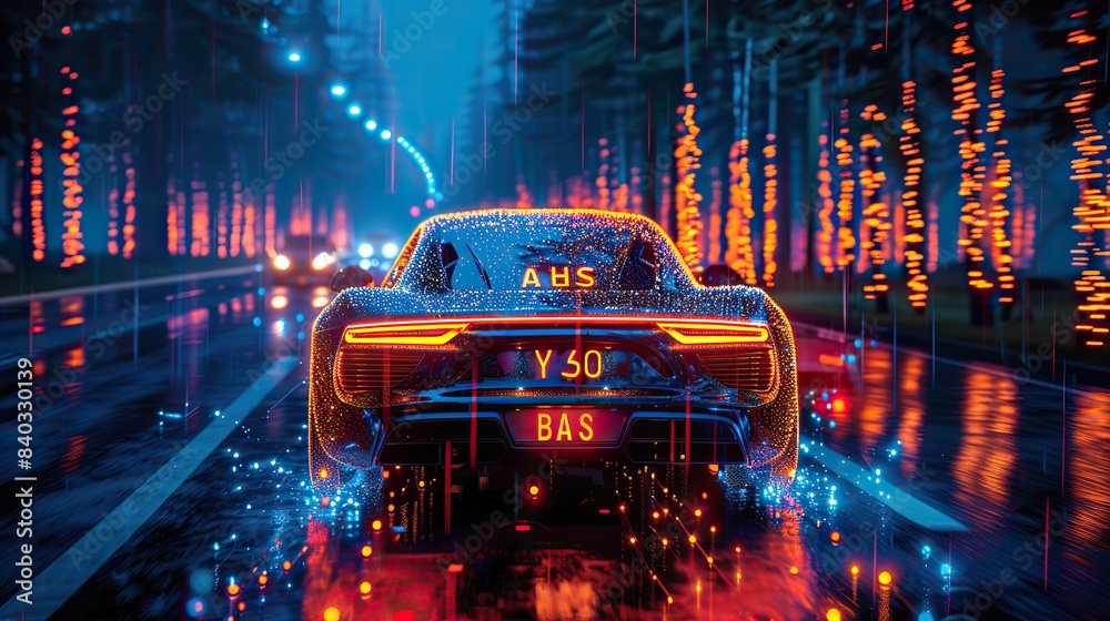 Poster automated license plate recognition car registration and speed detection monitoring and gps location