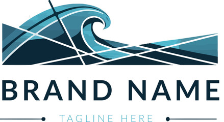 Professional money concept ocean flow logo design template. AI generative.