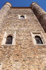 Guadalupe (Cáceres) Spain. Architectural detail of the exterior façade of the Monastery of Guadalupe.