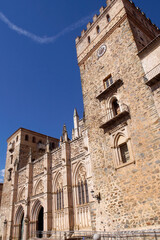 Guadalupe (Cáceres) Spain. Main façade of the Monastery of Santa María de Guadalupe