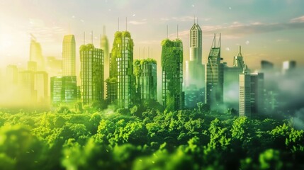 Green city technology shifting towards sustainable alteration concept by clean energy , recycling and zero waste management to reduce pollution generation and achieve ESG goals