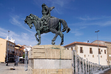 Plasencia (Cáceres) Spain. Sculpture of Alfonso VIII founder of the city of Plasencia